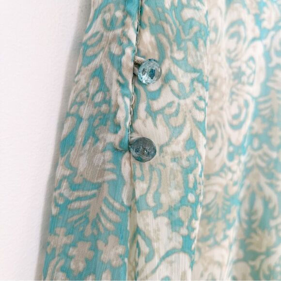 Jonathan Martin Blue Beige Embroidery Detail Sleeveless Midi Dress - Picture 3 of 10